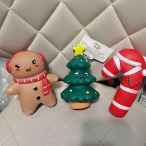 NWT Merry & Bright Squeaky Dog Toys Bundle includes: Gingerbread man, Christmas